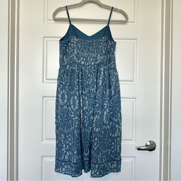 Ann Taylor LOFT Blue Floral Lace Spaghetti Strap Dress Women’s Size 2 - Picture 6 of 16